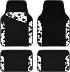 CAR PASS Waterproof Universal Fit Car Floor Mats, Cow Print Car Mats Fit for SUV,Vans,sedans, Trucks,Set of 4pcs Car Carpet w