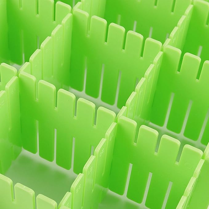 ZOENHOU 60 PCS Green Drawer Dividers, 12.6 x 2.8 Inch Adjustable Premium Plastic Drawer Divider Organizers for Makeup Drawers
