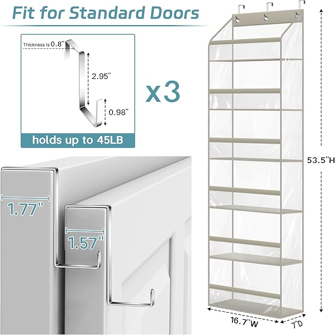 AOODA Clear Over the Door Hat Racks for Baseball Caps, Large Holds up to 72 Caps Hat Storage Organizer for Closet Wall, Deep 