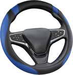 West Llama Customized Auto Car Steering Wheel Cover for Chevy 14.5-15 inches, Steering Wheel Cover for Chevrolet (Black+Blue 