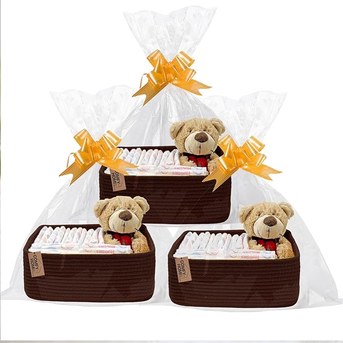 COMFY-HOMI 11.5"x7.5"x4.7" Storage Baskets for Organizing | Cotton Rope Woven Basket | Toy Storage Bin Box | Basket for Shelv