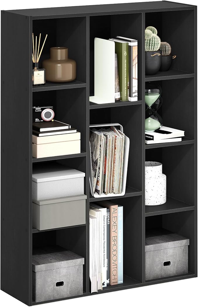 Furinno LUDER Book Shelf, 11-Cube Bookshelf, Reversible Bookcase, 9.4 x 29.1 x 41.7, Easy Assembly, for Living Room, Bedroom,