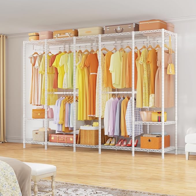 Ulif H50 Extra Large Clothes Rack, Heavy Duty Garment Rack, Freestanding Portable Closet, Clothing Racks for Hanging Clothes,