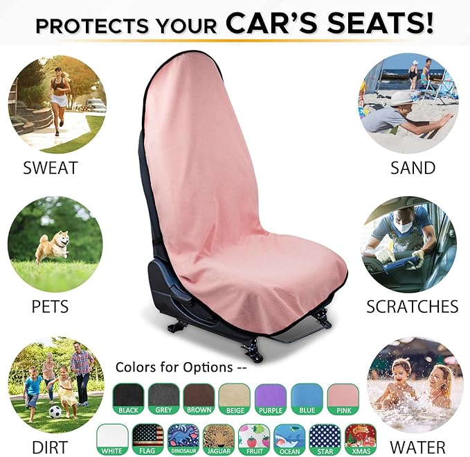 Waterproof Sweating Car Seat Cover for Post Gym Workout, Running, Swimming, Beach and Hiking, Universal Fit Non-Slip Bucket S