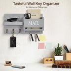 Lwenki Mail Organizer for Wall Mount – Key Holder with Shelf Includes Letter Holder and Hooks for Hallway Farmhouse Decor – R