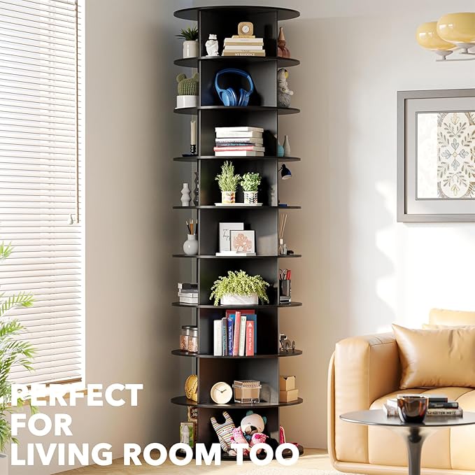 SpaceAid 9 Tier Rotating Shoe Rack Tower, Spinning Shoe Display Lazy Susan, Revolving 360 Shoe Rack Storage Round Carousel, V