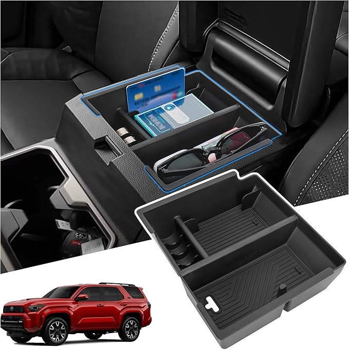 Center Console Organizer Compatible with 2025-2026 Toyota 4Runner (6th Gen) Interior Accessories, Armrest Storage Box Glove Organizer Tray Insert with Coin and Sunglasses Holder