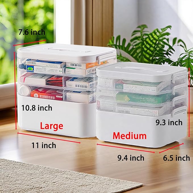 4-Tier Medicine Cabinet Organizer，Portable Medicine Cabinet with Handle, Empty First Aid Kit for Home,Multi-Purpose Organizer