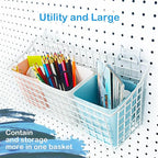 G.CORE 2 Pack Large Pegboard Baskets, Metal Shelves Hooks to 1/8" 1/4" Peg Boards, Peg Board Baskets Bins Set - Organize Tool