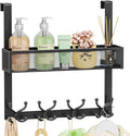 SWTYMIKI Over The Door Hook with 16 Hooks & Mesh Baskets - Heavy Duty Over The Door Organizer Hanger for Towels, Coats, Cloth