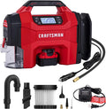 CRAFTSMAN 3-in-1 Cordless Portable Tire Inflator 160 PSI Air Compressor, 4.0Ah Battery & 12V Charger, Car Vacuum, Dust Blower & LED Light for Car, Bike, Ball, Inflatable Mat & SUP