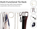StorageWorks Tie Rack with 20 Hooks, 2-Pack Wall-Mounted Wooden Hangers for Neckties, Belts, Hats, White