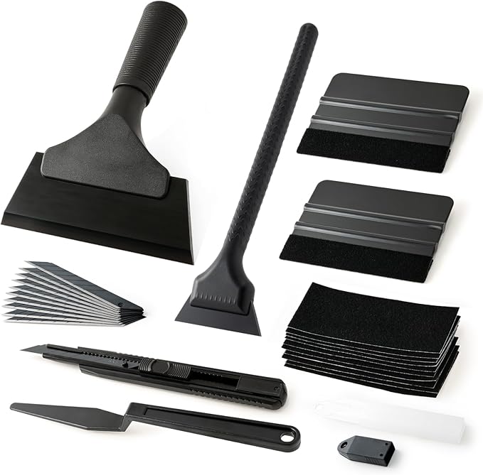 Gomake Vinyl Wrap Tool Window Tint Kit,Car Window Tint Application Kit with Small Rubber Squeegee, Vinyl Squeegee,Shank Gasket Squeegee,Mini Quarter Squeegee for Car Wrapping,Window Tinting, Black