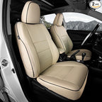 HKZ Fit RAV4 Car Seat Cover Set for 2013 2014 2015 2016 2017 2018 Toyota RAV4 Limited XLE SE Platinum Adventure-Leather(Beige