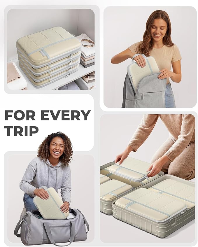 Percover Compression Packing Cubes 4-Piece Set, Packing Cubes Compression for Travel with Label Pockets, Travel Organizer for