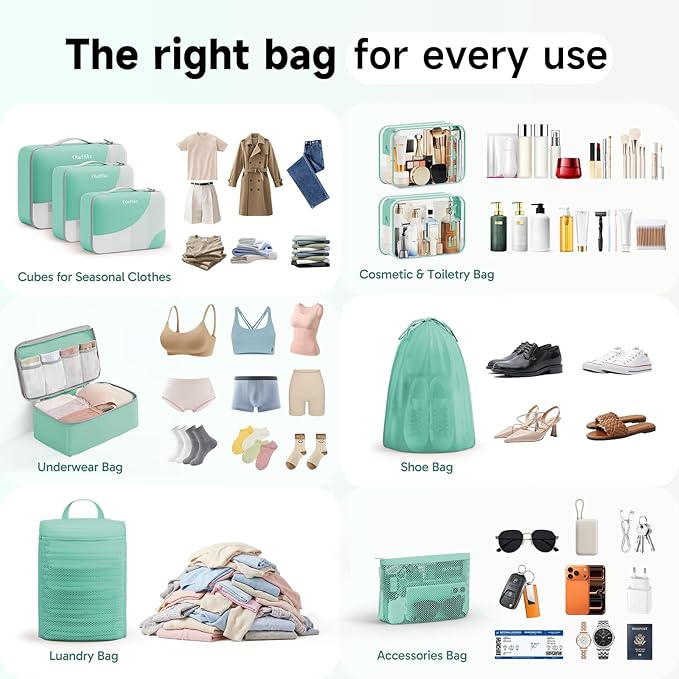 11 Set / 9 Set Packing Cubes for Travel,Gifts for Women Mom Kids,TSA Approved Bags for Makeup, Cosmetic, Toiletry, Organizers