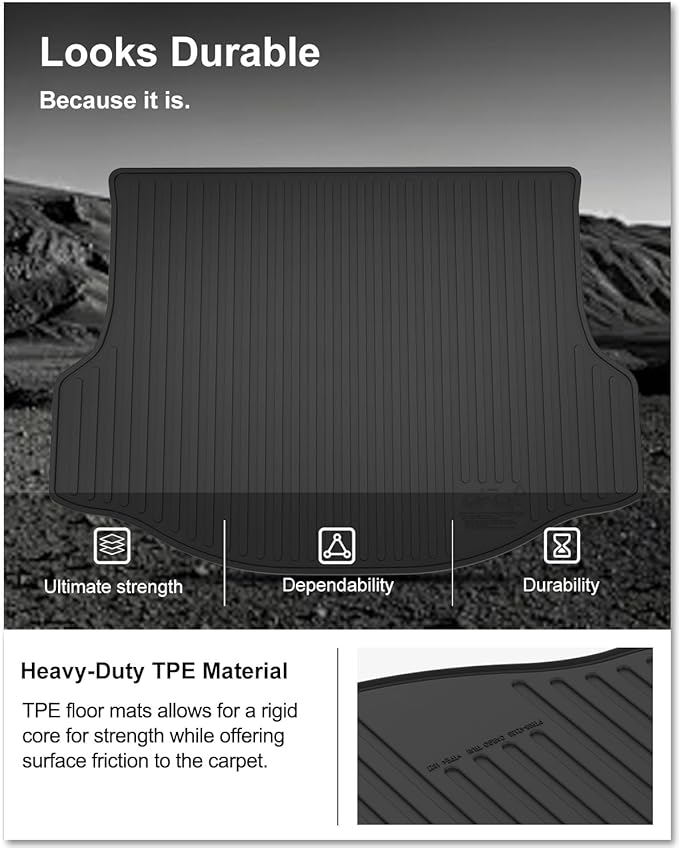 KIWI MASTER Cargo Mat for 2013-2018 Toyota RAV4 (Non-Hybrid), OEM Replacement PT908-42135, Custom Fit All Weather Rear Cargo Liner, Heavy Duty TPE Tray Trunk Mat, Black