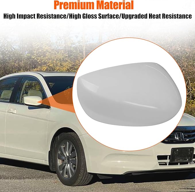 Yumzeco Compatible with Honda Accord Side Mirror Cover Trim 8th Gen 2008 2009 2010 2011 2012, White Door Rearview Mirror Caps Replacement for Honda Accord W/O Light Hole - Right Passenger Side