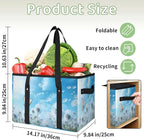 Reusable Grocery Bags Heavy Duty Shopping Bags Foldable Large Tote Bags with Long Handles & Hard Bottom
