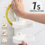 LEVERLOC Soap Dish Holder for Shower, Double Layer Suction Cup Wall Mounte Self Draining Removable Waterproof Strong Suction 