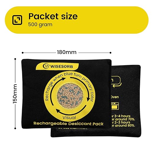 500g Reusable Molecular Sieve Desiccant Packs – Rechargeable Dehumidifier with Color Indicator for Storage, Gun Safes, Electr