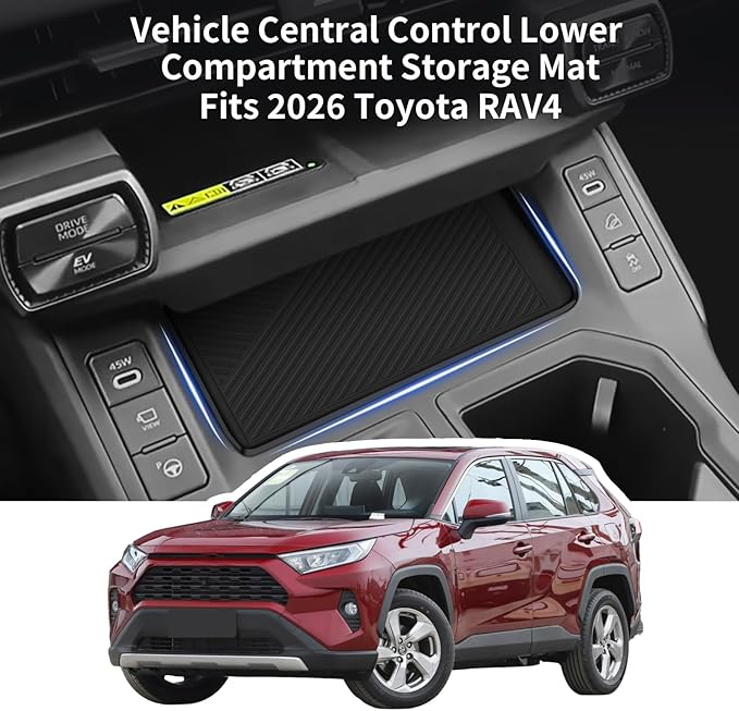 Silicone Liner Mat Compatible with for Toyota RAV4 2026 Anti-Slip Anti-Scratch Center Console Liner Pad Noise Reduction Cente