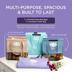 Lotus Original Trolley Reusable Shopping Bags (4-Pack) – Detachable & Reusable Grocery Bags Foldable with Insulated Grocery Bag & Egg/Wine Holder – Washable Shopping Totes to Save Time & Easy Storage