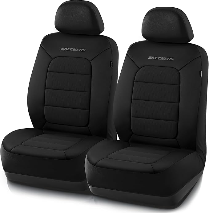 Skechers Memory Foam Car Seat Covers,Thick Cool Touch Fabric Seat Covers Front Seat Covers Airbag Compatible,Automotive Comfo