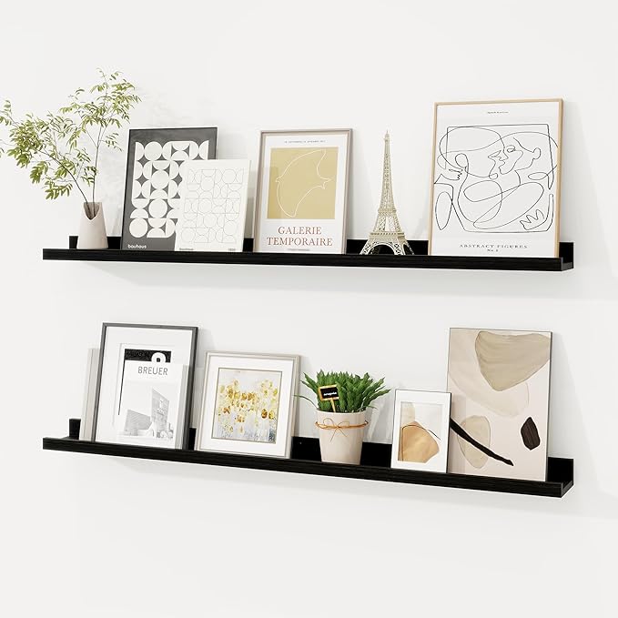Picture Ledge Shelf, Floating Shelves Set of 2, 36 Inches Solid Wood Nursery Book Shelves for Toys Storage, Kids Bookshelf Wa
