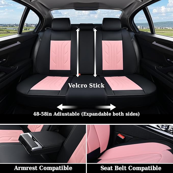 Coverado Car Seat Covers Full Set, Car Seat Protectors Leather Seat Covers for Cars, Automotive Seat Covers Car Accessories U