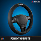 NASCAR Steering Wheel Cover, Two-Tone Black Leather Patchwork, Universal Fit 14.5"-15.5" Steering Covers for Cars, Anti-Slip,
