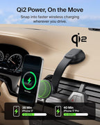 Belkin Wireless Car Charger, MagSafe Phone Holder & Car Dash Mount w/ 1M USB C Cable, Qi2 MagSafe Compatible Fast Charging iPhone Charger for iPhone 17, Galaxy S25, Pixel 10, Road Travelers, Black