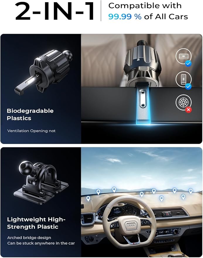 LISEN for 15W MagSafe Car Mount Charger,iPhone Magnetic Wireless Car Charger for iPhone 16 Pro Max Accessories,Car Phone Holder For iPhone 16 15 14 13 12,Samsung with MagSafe Case,Gifts for Men,Sliver