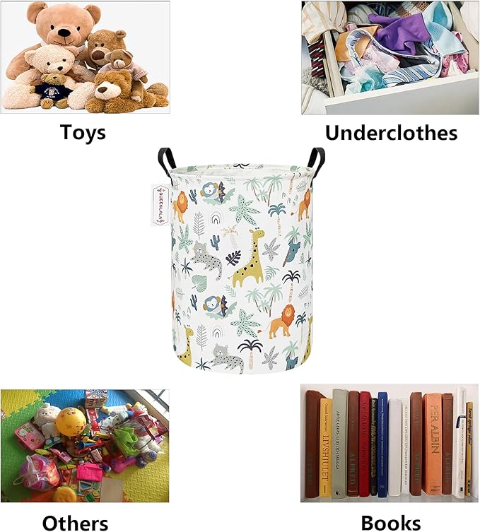 QUEENLALA Large Storage Basket,Laundry Hamper/Bathroom/Home Decor/Collapsible Round Storage Bin,Boys and Girls Hamper/Boxes/C