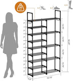 WOWLIVE 9 Tiers Shoe Rack Shoe Storage Shoe Organizer 30-35 Pairs Shoe Tower Unit Shelf Durable Metal Pipes with Plastic Conn