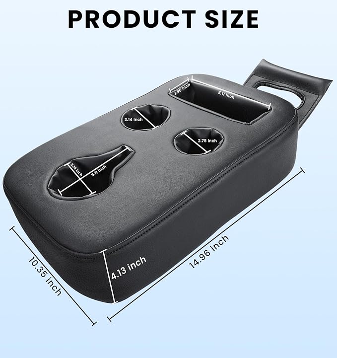 Car Cup Holder, Back Seat Cup Holder for Car, PU Leather Couch Sofa Bed Cup Holder Expander Tray, Boat Tray, Organizer for Trucks, Minivans, SUVs, RVs, Vehicles, Holds Drinks, Remote, Snacks