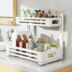 2 Pack 17IN-Depth Under Sink Organizer,Pull Out Cabinet Organizer With Smooth Cylindrical Rail,Metal Slide Out Drawer for Kit