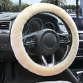 AEGIS Cover Luxury Australian Sheepskin Steering Wheel Cover - Real Plush AUS Genuine Wool | All-Season Non-Slip for Cars (Fits 14.5-15.5" Wheels) | Premium Auto Upgrade (Cream)