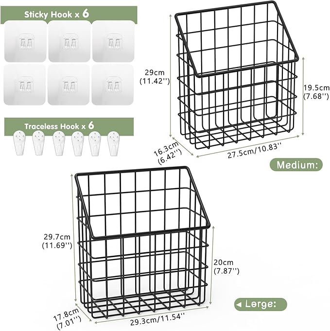 2 Pack Bath Toy Storage Organizer Basket, Large Metal Bathtub Toy Holder, Wall Mounted Hanging Shower Basket, Bath Toy Organi