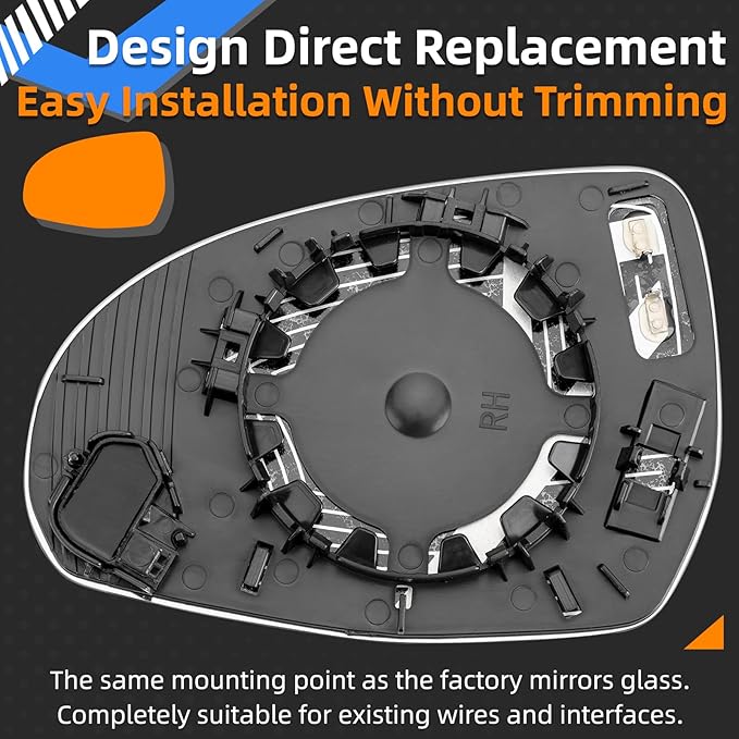 Passenger Side Mirror Replacement for Mercedes Benz W206 C260 C300 C43, W223 S Class, X254 GLB, V295 EQE, V297 EQS - Right Side Mirror Glass, Rear View Power Heated & Blind Spot Mirrors Glass
