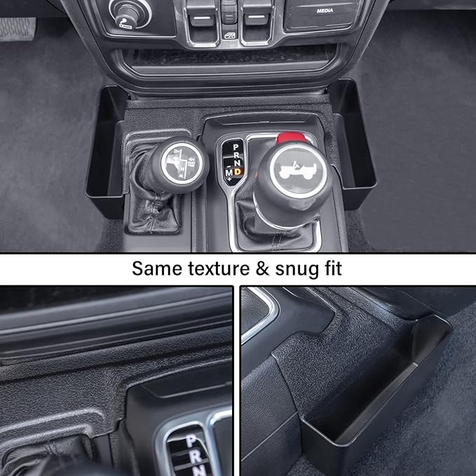 JKCOVER Center Console Gear Shift Organizer Tray Compatible with Jeep Wrangler JL/JLU 2018-2023 2024 2025 and Jeep Gladiator JT Truck 2020-2022 2023 2024 2025 Storage Box Accessories (Not for JK/JKU)