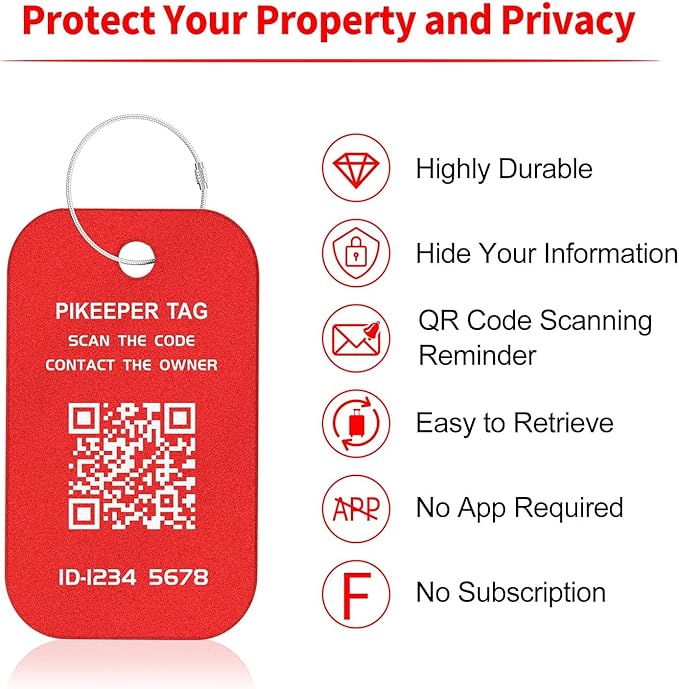 Engraved Aluminum Luggage Tag, American Flag Suitcase ID Tag with Smart QR Code for Lost & Found, Shows Scanner’s Location Wh