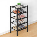 Smiry Bamboo Shoe Rack for Closet, 5 Tier Small Wooden Stackable Shoe Organizer, Free Standing Shoes Storage Shelf for Entryw