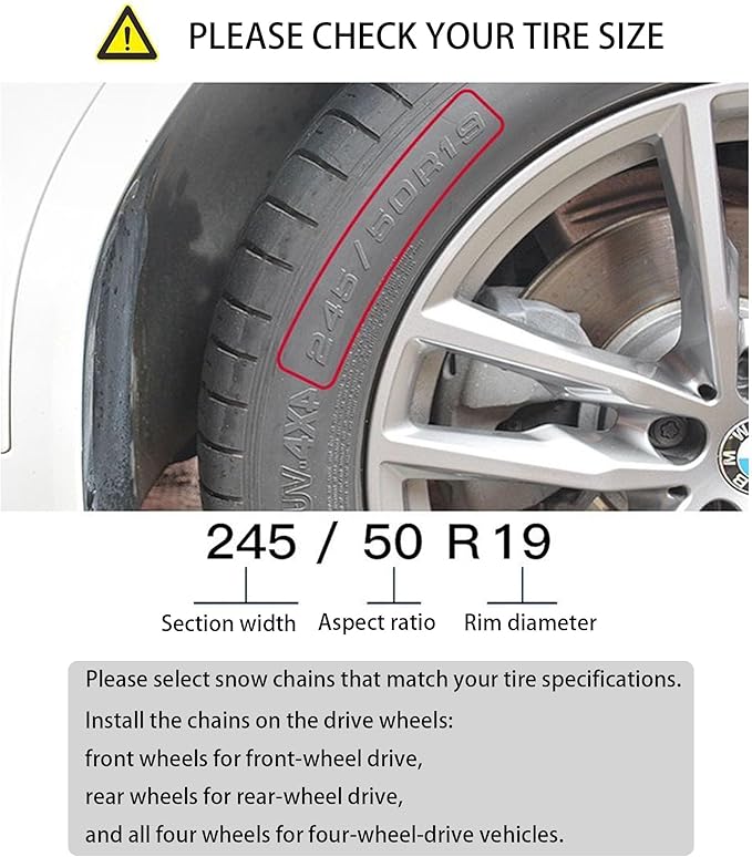 Snow Chains, Thickened and Wear-Resistant High Carbon Steel Anti Slip Tire Chain for Light Truck, Pickups, and SUVs, Qick Eas