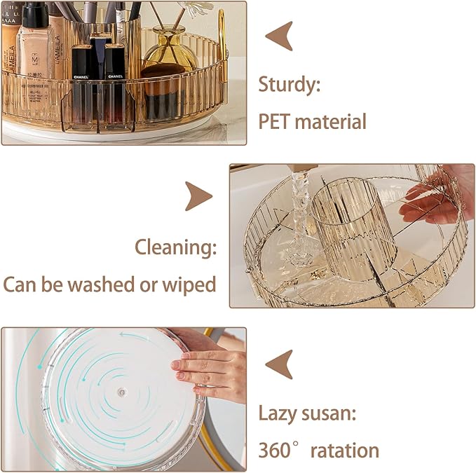 shuang qing Rotating Makeup Organizer for Vanity, High-Capacity Skincare Clear Make Up Storage Perfume Organizers Cosmetic Dr