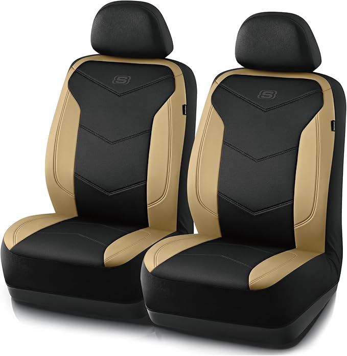 Skechers Memory Foam Seat Covers,Leather Car Seat Covers, Ultimate Comfort & Support Front Seat Covers Airbag Compatible, Aut