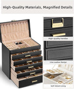 Vlando 6 Layer Large Jewelry Box - Jewelry Holder Organizer, Jewelry Box Organizer for Drawer Necklace Ring Bracelet and Watc