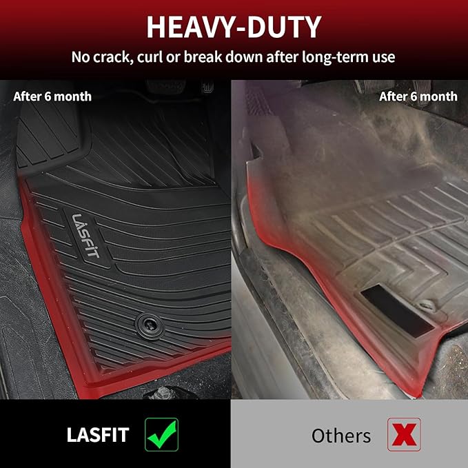 LASFIT Front Mats Fit for Tacoma 2016-2023 (Only Fit Auto Tran), Custom Fit All Weather Protection Durable TPE Floor Liners for 2024 2025 2026 Tacoma Accessories Front Row Car Mats, Black