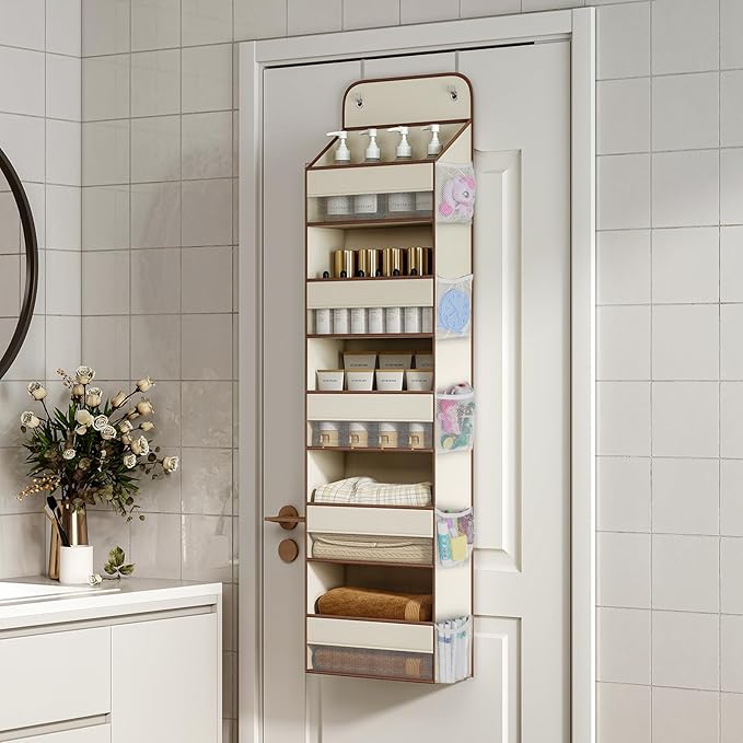 LAMU 5-Tier Over The Door Organizer Hanging, Swing - Proof Closet Behind Door Storage for Baby Clothes, Back of Door Organize