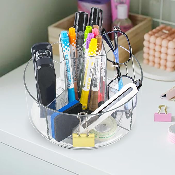 360° Rotating Makeup Organizer Clear Lazy Susan Organizer for Vanity, Cosmetic Display Cases for Bathroom Countertop, Makeup 